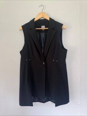 Anne Klein Black Blazer Vest with Lion Logo large